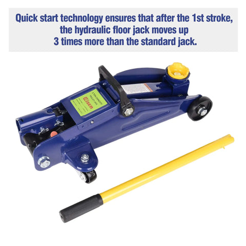 2 Ton Heavy Duty Hydraulic Floor Jack With Low Profile Design For Sedans Trolley Service Jack Ultra Smooth Lifting From Five Point One Eight Inch Minimum Height Durable Blue Construction For Home Garage Maintenance