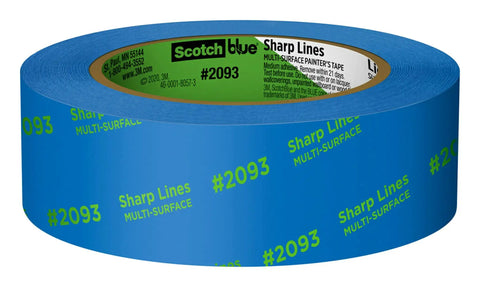 Pro Grade Sharp Lines Painter Tape For Multi Surface Use Indoor And Outdoor, Edge Lock Seals, Blue tape roll, showing label