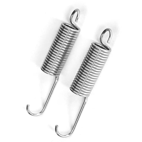 Grab This Solid Set Of Killer Replacement Tension Springs For Recliner Sofa Chair Pull Cord Mechanism Quick Swap Top Shelf Heavy Duty Steel Coils Silver Furniture Hardware Pack Of Two - close-up view of two silver steel tension springs.