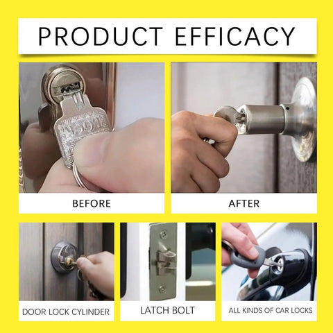 Lock Cylinder Lubricant Powder for Dry Key Operation and Jam Prevention, Powder Key Lubricant for Locks, Easy Lock Maintenance Tool for Quick Slick Turns, 8g Pack Now. Images showing lock usage in various situations.