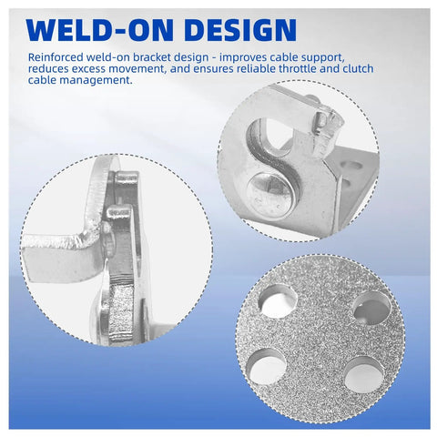 Universal Throttle Cable Bracket And Clamp For Marine And Auto Use, Built Tough Metal Mount That Fits TRANSDAPT 2334 Bracket And Dometic Boat Clip Assembly, Measures 1.82 Inch By 1 Inch By 1.22 Inch, Heavy Duty weld-on metal bracket