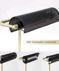 LED Desk Lamp With USB Charging Port And Flexible Swivel Arm, Sturdy Metal Construction, rotatable black lampshade