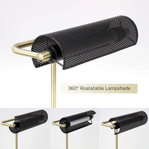 LED Desk Lamp With USB Charging Port And Flexible Swivel Arm, Sturdy Metal Construction, rotatable black lampshade