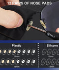 All In One Eyeglass Repair Kit With 16 Screw Sizes, 12 Pairs Nose Pads, screwdriver adjusting glasses