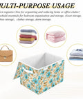 Hella Durable Foldable Storage Bin With Lid And Handles, Collapsible Cloth Storage Cube Organizer For Closet Bedroom, showing floral design and multi-purpose use.