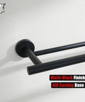 Double Bath Towel Bar Matte Black 33 Inch Stainless Steel Towel Rack With 0.8mm Thick Tube Rust Resistant 304 Grade Arm