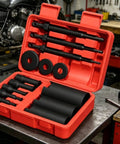 Heavy Duty 14 Pc Inner Housing Bearing Puller Kit Made From 45 Steel To Extract Stubborn Components From Cars Motorcycles And Evs Includes Hard Case For Pros Or Home Users Doing Engine Work So Seized Parts Knock Loose Quick Without Sweat, red case open