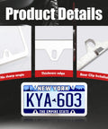 Stainless Steel License Plate Frame 4 Hole Mirror Polish Silver Tag Cover Kit With Chrome Screws Caps And Nylon Insert Nuts Close-up