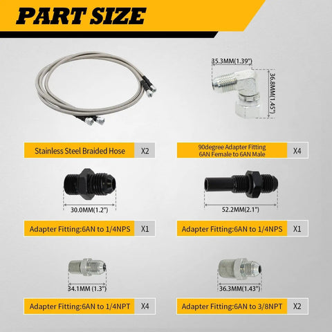 70 Inch 6AN Transmission Cooler Hose Kit With Stainless Steel Braided PTFE Lines For 4L60E 4L80E TH350 TH400 2004R 700R4 And C5 Vehicles