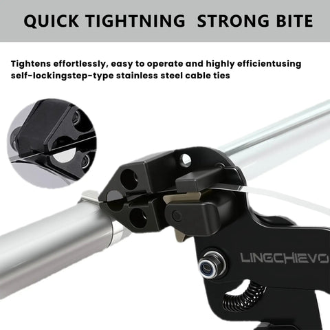 Pro Grade Zip Tie Gun Kit With 100 Stainless Steel Cable Ties 11.8 Inch 300mm Heavy Duty tool tightening a pipe