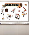 Chef Kitchen Wall Decals Set With Wine And Food Quotes, no fuss peel and stick wall stickers on kitchen wall, 8 sheets shown