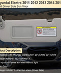 Hyundai Elantra Driver Side Sun Visor Replacement 2011 2012 2013 2014 2015 Gray Direct Fit Replaces 852103X000TX