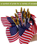 Pack Of 12 Small 8x12 Inch American Flags On Sticks With Kid Safe Spear Tops for Memorial Day Fourth of July and 250th Anniversary