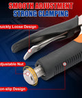 Close-up of 11 Inch Locking C Clamp Pliers With Quick Release, showing adjustable nut and non-slip grip for sturdy clamping.