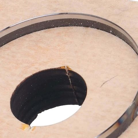 Close-up of 65mm Circle Cutter With Wood Base, Durable Alloy Steel Round Cutting Die For Leather DIY projects