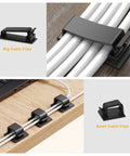 All In One Cable Management Kit For Computer Desk And TV Setup big and small cable clips organizing cords on desk