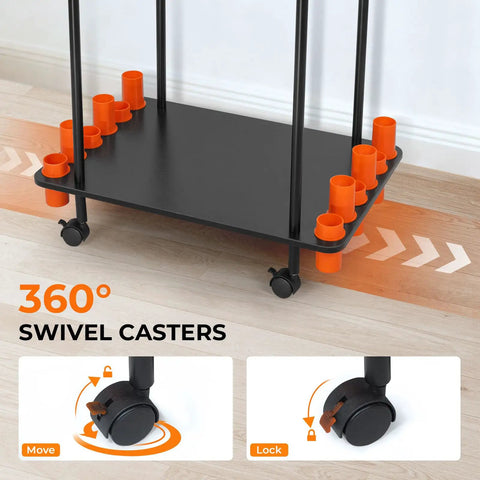 Indoor Fishing Rod Storage Cart For 12 Combos With A 3 Tier Tackle Rack And Peg Wall Built In Line Spooler Mobile Tackle Cart Wheels