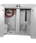 Tough As Nails Hydraulic Boat Jack Plate With 4 Inch Setback And 7.5 Inch Lift Aircraft Grade Aluminum Silver Finish for Outboards, front view.