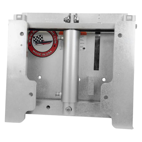 Tough As Nails Hydraulic Boat Jack Plate With 4 Inch Setback And 7.5 Inch Lift Aircraft Grade Aluminum Silver Finish for Outboards, front view.