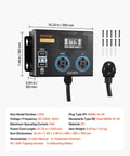 Top Tier EV Charger Splitter Switch Nema 14 30 Straight Up Reliable Dual Outlet Power Hub with digital display and charging ports.