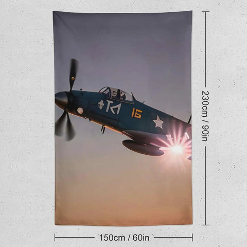 World War II Aircraft Wall Tapestry Large Polyester Print With Easy Hang Kit For Bedroom, Living Room, Or Chill Meditation Space