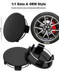 Tesla No Logo Wheel Center Caps Kit for Model Y and Model 3, slick matte black 19 and 20 inch hub covers shown with OEM style