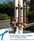 Blue heavy duty safety cable wire rope with double loop locking ornate door handles for security