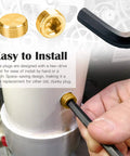 Person installing Brass NPT Pipe Plugs Kit 16-Piece, 5 Sizes 1/8 1/4 3/8 1/2 3/4 Inch with hex wrench, close-up view.