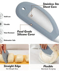 All In One Sourdough Starter Kit With 9 Inch Round And 10 Inch Oval Silicone Banneton Baskets, scraper cutting dough
