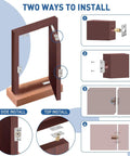 TamBee heavy-duty pivot hinge for hidden doors; 304 stainless steel on wood frame; two installation methods shown
