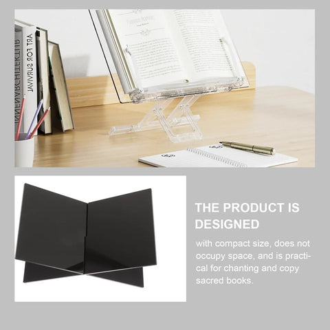 Multi Function Desktop Book Stand For Reading Bible Cookbooks Mags And Tablets Large Black Holder with sturdy base on desk