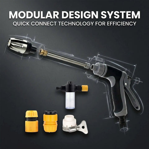 Heavy Duty High Pressure Washer Gun With Adjustable Jet Nozzle And 360 Degree Rotating Head Metal Wand Three Spray Modes