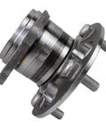 Rear AWD Wheel Bearing And Hub Assembly For Lexus RX330 RX350 RX400h Toyota Highlander And Venza 2004 Through 2016 5 Lug No ABS Replacement Budget Friendly Premium Quality Replacement For Easy Install And Quiet Performance showing side view with five lug bolts and metallic finish