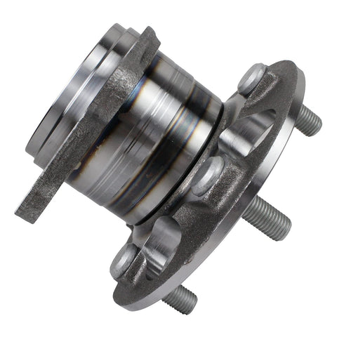 Rear AWD Wheel Bearing And Hub Assembly For Lexus RX330 RX350 RX400h Toyota Highlander And Venza 2004 Through 2016 5 Lug No ABS Replacement Budget Friendly Premium Quality Replacement For Easy Install And Quiet Performance showing side view with five lug bolts and metallic finish