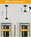 Modern Pendant Light Fixture With Clear Glass Shade And Adjustable Drop Wire For Kitchen Island Dining Room Bedroom Matte Black Industrial Lantern displaying max and min height.