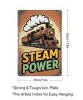 Old School Cool Dope Retro Steam Locomotive Metal Sign For Living Rooms Cafes Garages Vintage Tin Decor 12 x 8 Inches Durable Iron With High Resolution Print And Long Lasting Color showing steam train illustration