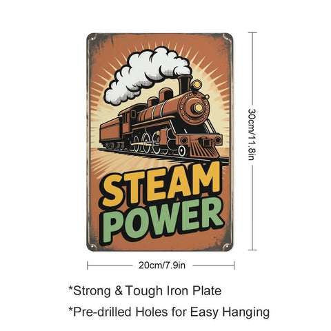 Old School Cool Dope Retro Steam Locomotive Metal Sign For Living Rooms Cafes Garages Vintage Tin Decor 12 x 8 Inches Durable Iron With High Resolution Print And Long Lasting Color showing steam train illustration