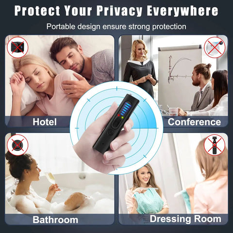 Dope 4 In 1 Spy Camera Detector With RF Signal Scanner Hidden Camera Finder GPS Magnetic Field Detector And Flashlight usage demo