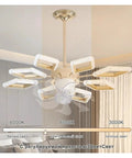 Modern Led Pendant Chandelier With Glass Accents And Remote Control Light Fixture eight head prism drop in a stylish living room.