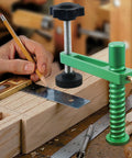 Two Pack 19mm Bench Dog Clamps with Quick Release Fast Acting Hold Down for Woodworking All Metal Construction in use