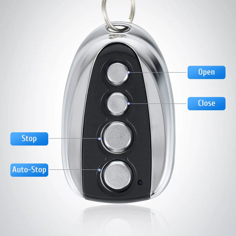 Remote Gate Opener For Sliding Driveway Gate With 100 Foot Range Lightweight Aluminum Controller; buttons labeled open, close.