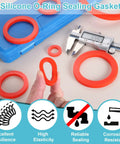 Get Your Hands On This Awesome 12 Piece Silicone Flat Washer Kit DN15 1/2 Inch Flexible O Ring Sealing Ring In Vibrant Red with caliper.