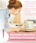 Woman using Red Crystal Rhinestone Cake Decorating Scriber Tool Sugar Craft Poking Needle for fondant detailing on cake.