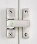 Heavy Duty Luminous Barn Door Latch With Built In Night Light 90 Degree Sliding Lock on wooden doors showing installation detail.