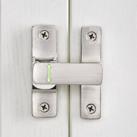Heavy Duty Luminous Barn Door Latch With Built In Night Light 90 Degree Sliding Lock on wooden doors showing installation detail.