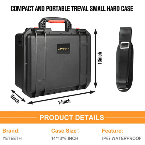 Waterproof Tough As Nails Hard Case with Custom Foam for Mavic 3 Pro Series Drones includes strap, IP67 waterproof, 14x13x6 inches.