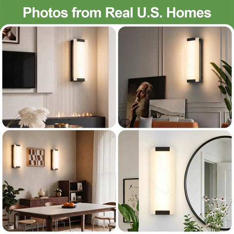 Tipace Hardwired Modern Black LED Wall Sconce Indoor Wall Light Fixture in stylish room settings showcasing different designs.