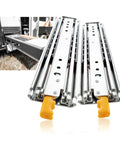 Heavy Duty Drawer Slides With Lock For Cabinets And Tool Drawers, full extension ball bearing side mount rails showcased outdoors