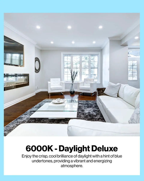 Brighten Any Room With Dimmable BR40 LED Light Bulbs 1400 Lumens 17W 100W Equivalent Indoor Flood illuminating a modern living room