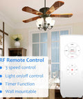 WiFi Ceiling Fan And Light Remote Control Kit Compatible With Alexa And Google Phone App Control Without Hub Universal Ceiling Fan Light Remote Includes RF Remote And Smart Switch For Speed And Light On Off, shown with fan and remote in living room.